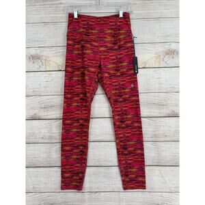 Stance Striped Happenings Leggings Womens Large Pink Red Beige NEW